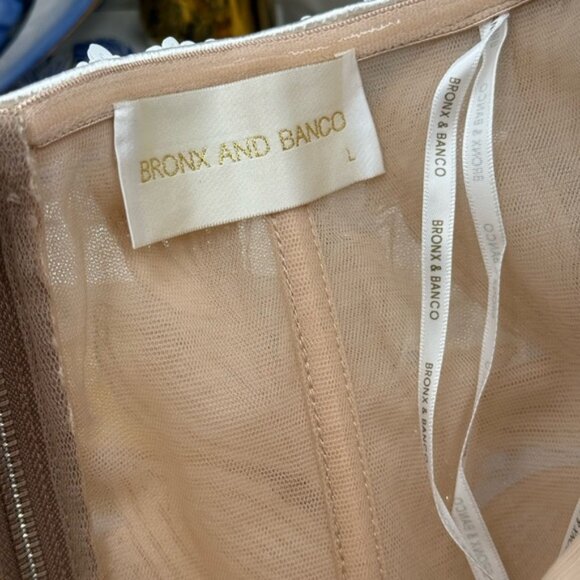 🆕 BRONX & BANCO 🧿 NWOT Dahlia Gown, White Sequin Floral Gown - Sz L US 8 - Picture 15 of 16